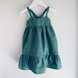 Bella Dress in shimmery green linen