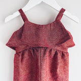 NEW! Red Shimmery Linen Vivian Long Romper