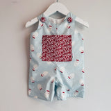 Santa Blue Boy Romper