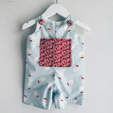 Santa Blue Boy Romper