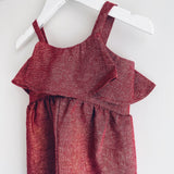 NEW! Red Shimmery Linen Vivian Long Romper
