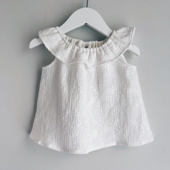 Cotton Gauze Eyelet Top
