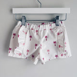 Linen Embroidered Palms Ruffle Shorts