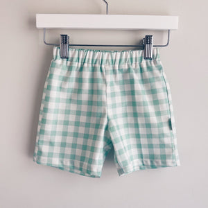 Gingham Sage Boy Short
