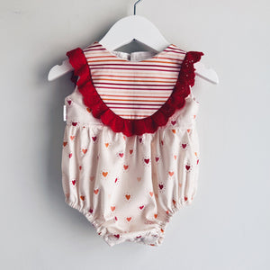 Valentines Hearts & Stripes Romper