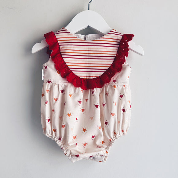 Valentines Hearts & Stripes Romper
