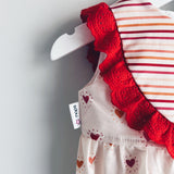 Valentines Hearts & Stripes Romper