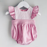 Dolly Romper Linen + Eyelet